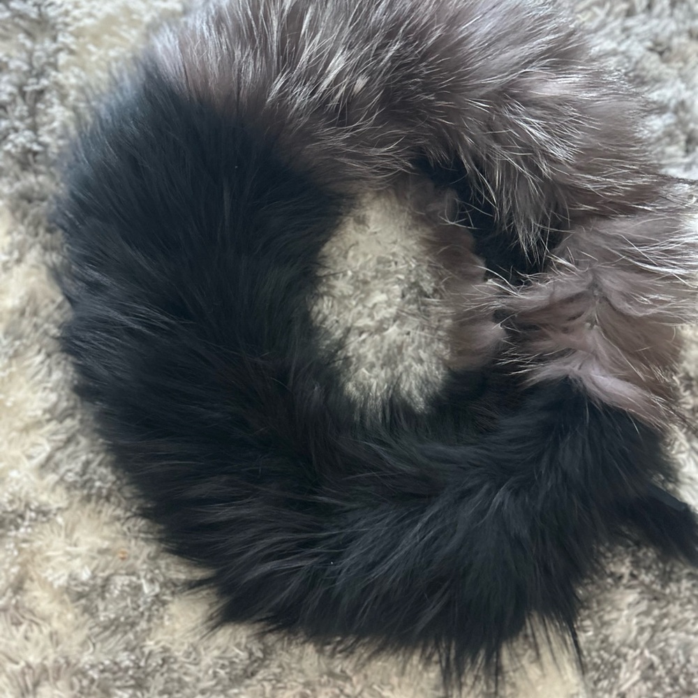 Adrienne Landau Black Fox Fur Scarf